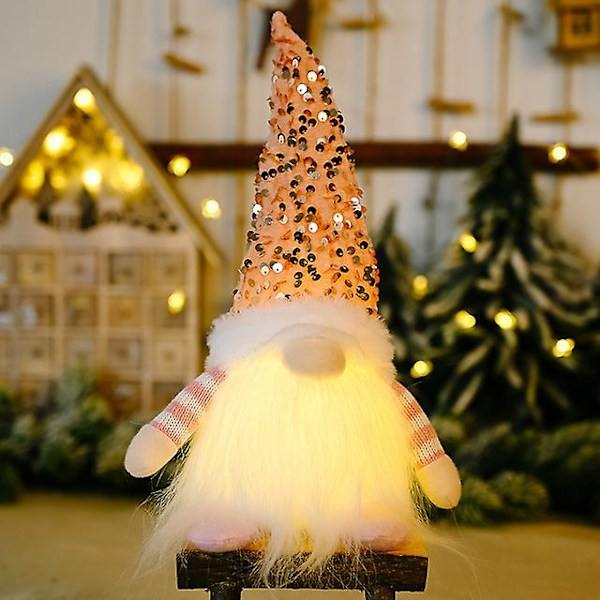 Juldekorationer 2024 LED Tomte Ansiktslös Dock Nattlek För Hem Semester Juldekorationer Present Navidad Nyår Rosa