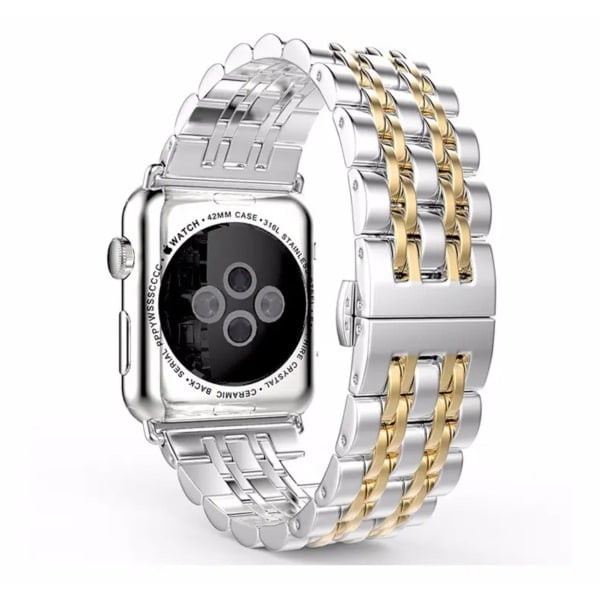 Metal Band in Stainless steel with stripe - Classic - Fits 38 mm / 40 mm / 41 mm - Choose Color! Silver/Gold