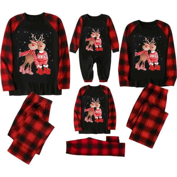 Matchande familjepysjamas för jul, långärmad skjorta och byxor, loungewear