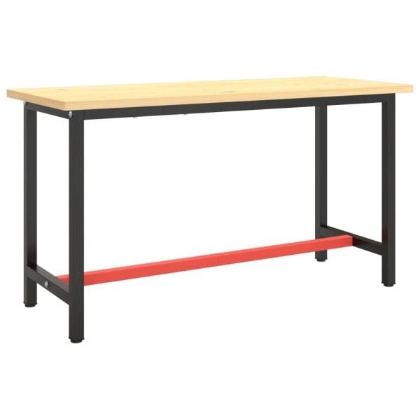 REMAKE vidaXL Workbench frame matt black and matt red 140x50x79 cm metal Black