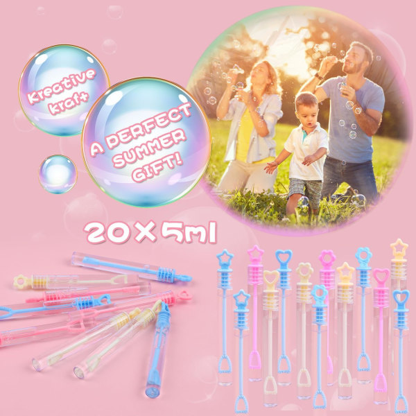 Bubbelpinnar för barn, 20 mini bubbelpinnar