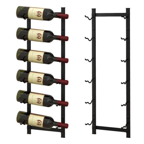 REMAKE COSTWAY 73 CM Metalliseinäkiinnitettävä Viiniteline, 6 Pullon Viiniteline/Hylly Keittiöön, Ruokailutilaan, Kellariin ja Baariin