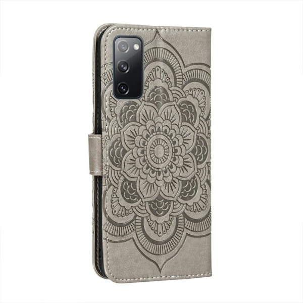 Samsung Galaxy S20 FE - Mandala Læder Cover - Grå Grå