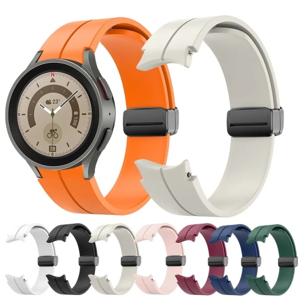 Silicone Rem uden mellemrum til Samsung Galaxy Watch 5/4 40mm 44mm 5 Pro 45mm Original Magnetisk Armbånd til Watch 4 Classic Bælte Sort