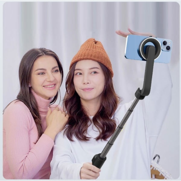 Ny Bærbar Magnetisk Trådløs Bluetooth Selfie Stick WS-22005 Sort