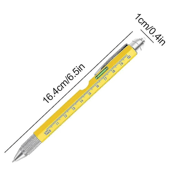 9-in-1 Monitoiminen Kynäsetti Led-Valolla Metalli Kuulakärkikynä Joulu Isänpäivälahjat Miehille, Joilla On Kaikki Isä Keltainen
