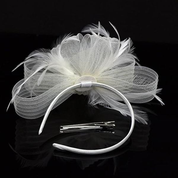 Damhatt Fascinator Blomma Fascinator Bröllop Fascinator Hårband Fjäder Bröllopshår Smycke Huvudbonad Hatt Bowler Mini Topphatt Hårclips (Be...