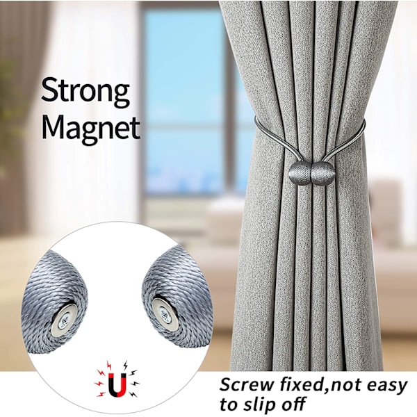 Magneettiset verhonpidikkeet hopeanharmaa 8 kpl