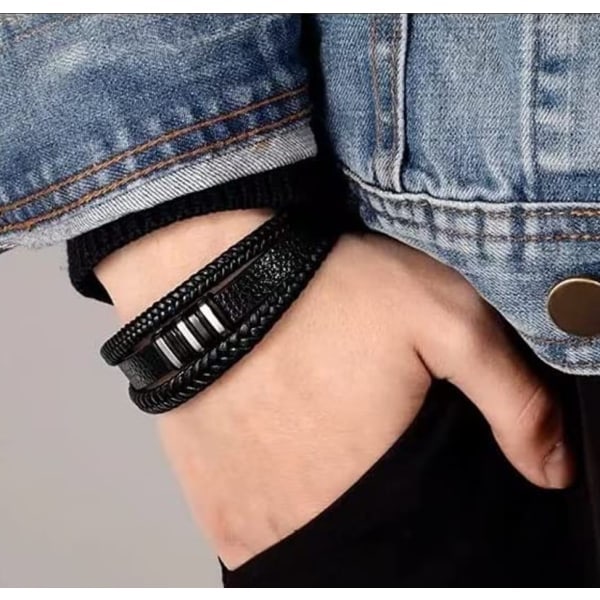 Fars Dag Armband i Svart Läder för Män - Manspresent 23cm