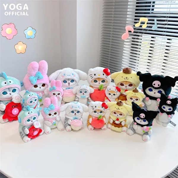 Kawaii Mofusand Sanrio Anime Harrastus Tempura Paistettu Pukeudu My Melody Kuromi Cinnamoroll Pehmolelu Pussin Ripustus Syntymäpäivälahja 15cm KT 15cm