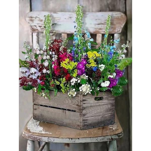 REMAKE (30 × 40 cm, Blomma J) DIY Diamantmålning, Blommor 5d Diamant P