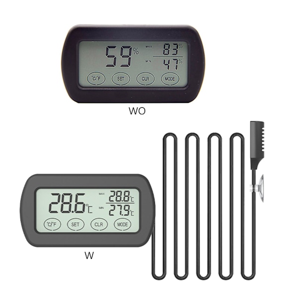 Reptil Pet Box Inkubator Æg Udklækning Termometer Hygrometer Med Sonde + Touch Screen + Alarm Funktion + Max Min Display