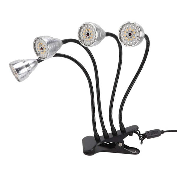 Alumiiniseos LED-kasvilamppu 4 taivutettavalla säädettävällä USB-kasvilampulla, joissa on leike sisäkäyttöön