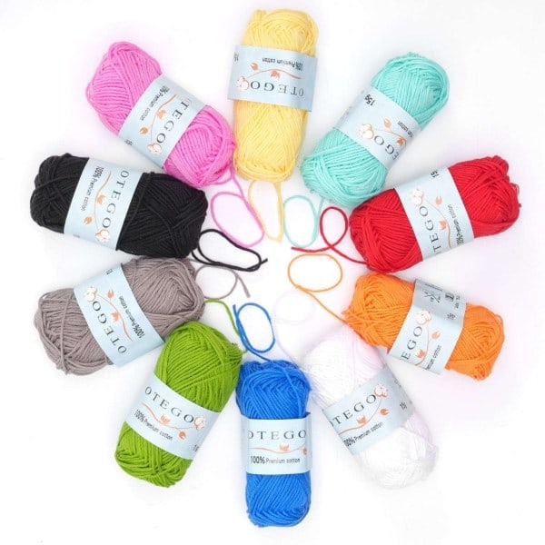 10-pack Cotton Yarn, Cotton Knitting, Crochet Yarn 150g multicolour