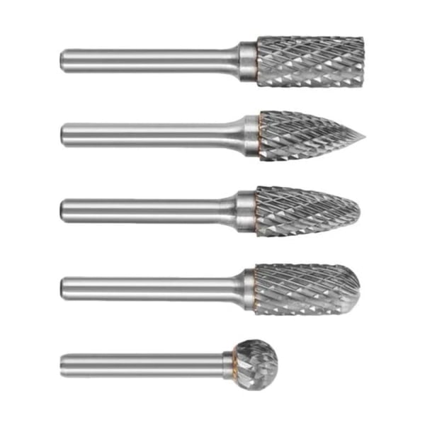 5 st. Karbid-Tungstenfräsar, Dubbelslipad, Rotationsfrässet, Sliphuvud, Metallfräs