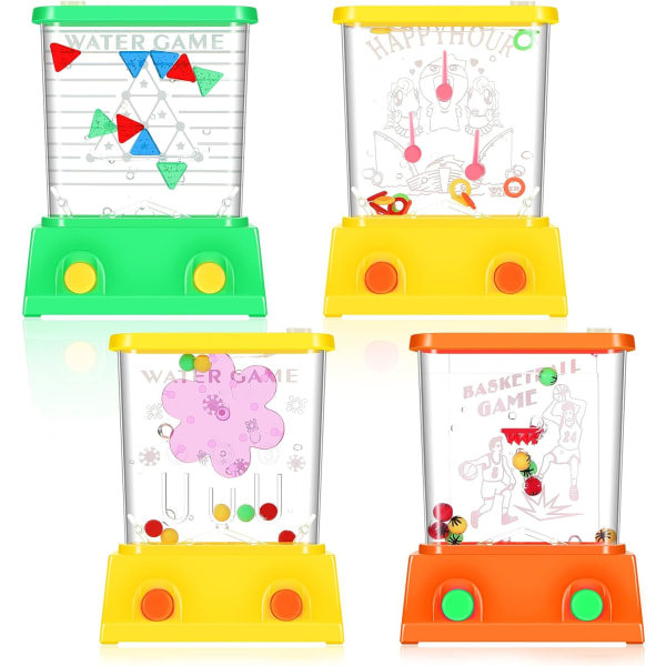 4 Pieces Handheld Water Games Arcade Water Ring Water Table for Beach Toys Party