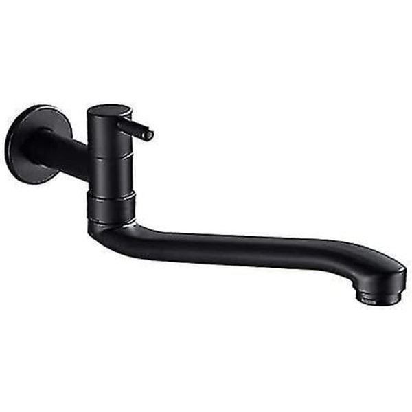 Sänkkran Svart Väggmonterad Kallt Vattenkran för Tvättmaskin, Mopp, Pool, Trädgårdskranar (21cm)