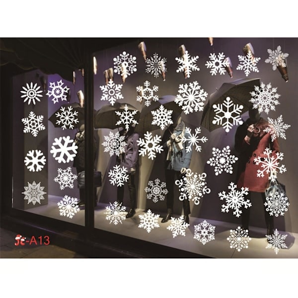 Juldekorationer för Fönster Santa Claus Snöflinga Dekaler Vinter Vägg Dekaler för Barnrum Nyår Jul Fönster Dekorationer A01