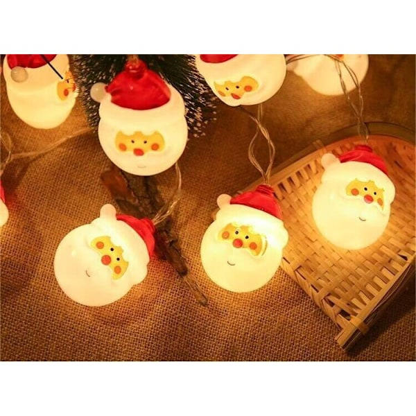 2M-10 Lamp Juldekoration LED Juldag Dekorationsljus Tomte Snögubbe Ljuskedja (Batteridriven)