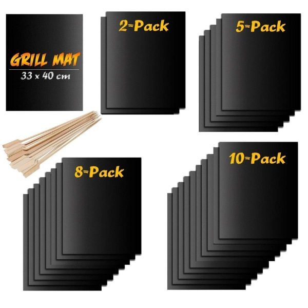 Non-Stick Grillmåtte, Ovnmåtte & Bagemåtte - Non-Stick 10-PAK BBQ MÅTTE