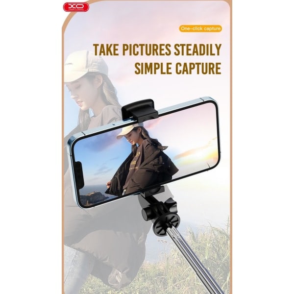 REMAKE Stativ Selfie Stick / Mobilhållare Bluetooth med Fjärrkontroll Svart