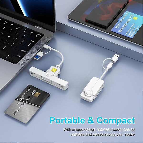 Älykortinlukija USB A Type-C USB Jaettu pääsy Veroilmoitus SIM/ID/Pankkikortinlukija Jaettu pääsyn lukija