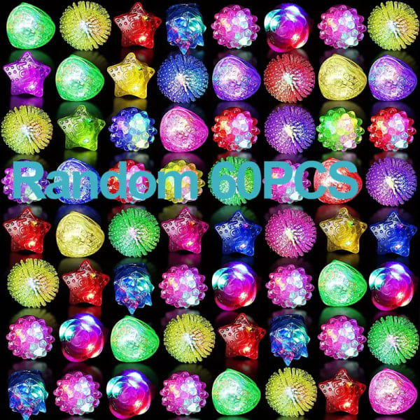 Ljusblinkande LED-gelringar - Säkra & Mjuka Glow i Bulkpaket 60st