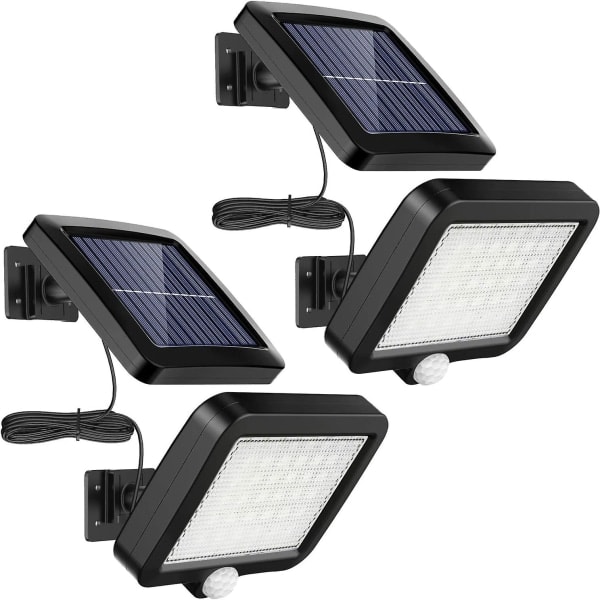 REMAKE Pakk Solcelle LED Utelys med Bevegelsessensor, IP65 Vanntett, 120 Graders Belysningsvinkel, Solcelle Vegglampe for Hage