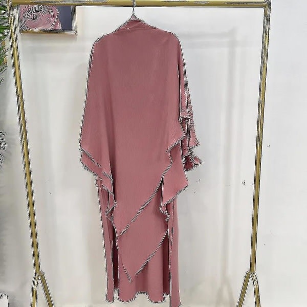 Ramadan Eid Muslimsk Kvinna Jilbab 2-delad Abaya med Hijab Lång Khimar Niqab Set Hel Klänning Bön Kläder Islam Outfit Djellaba Burqa Rosa Set X...