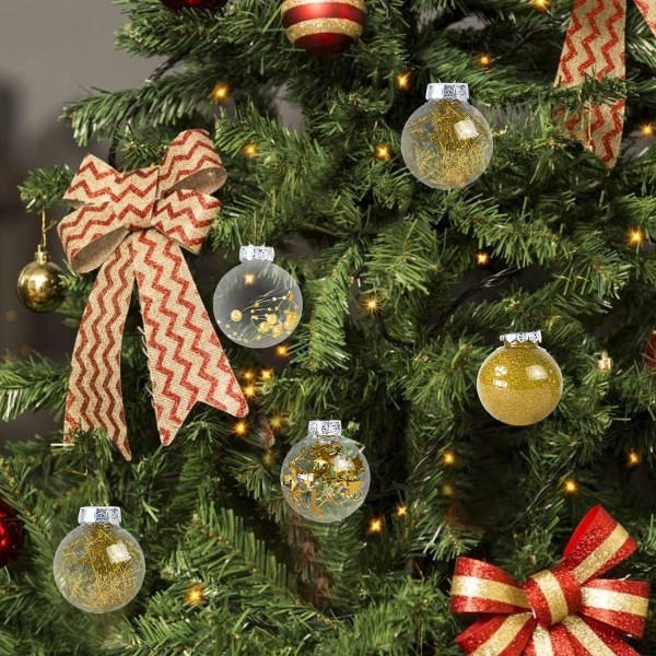 24 st juldekorationer 6 cm/2,36 tum färgad plast transparent
