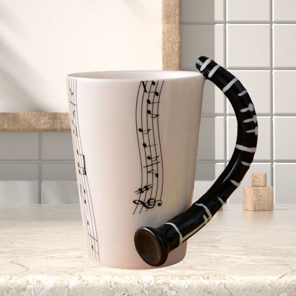 300ml store musikkopp, unik musikgave kaffekopp, flotte gaver til musikere og gitar-elskere til høytider, farsdag, m...