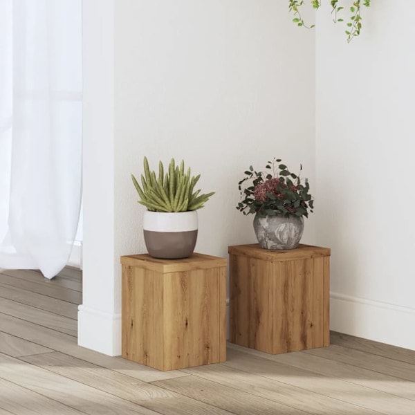 Plant stand 2 oak 15x15x20 cm engineered wood