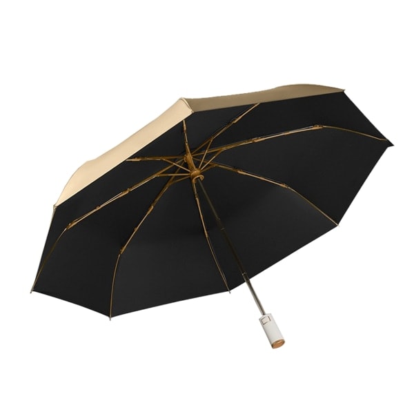 Kompakti Taitettava Matkasateenvarjo, Ergonomiset Kahvat, Itsetaittuva, Auringonsuojallinen, 8 Ripaa, Miehille ja Naisille, UPF 50 UV-Suoja, Musta