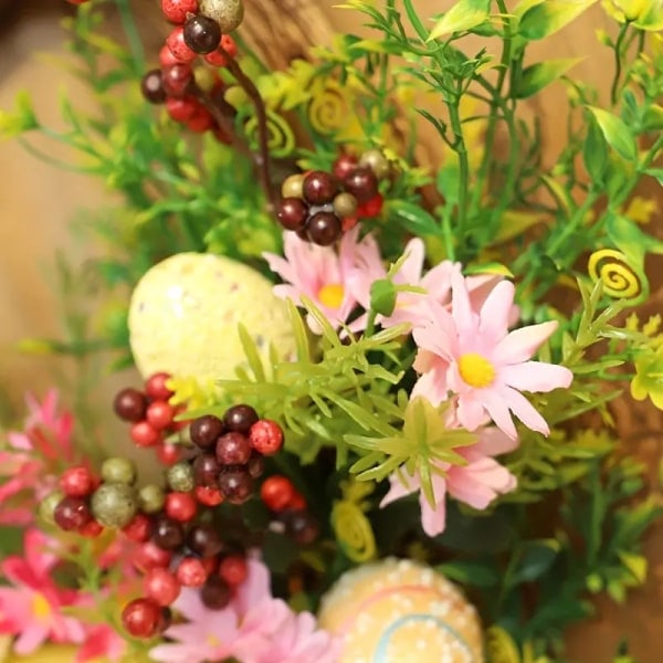 1 stk., Påskehare Hjemmedekoration Krans, 15,8 tommer Påskehare Form Forår Pink Blomster