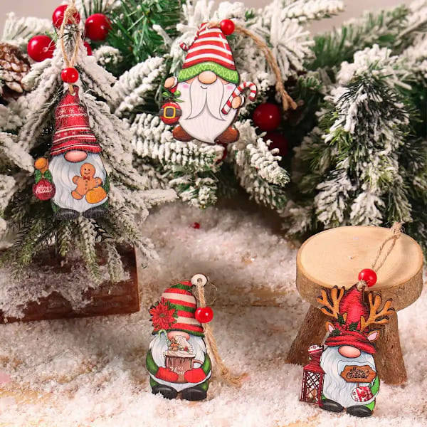 Trefigurer av Julenissen, Hengende Pynt, God Jul, Hjemmedekor, Juletre 2024, Julepynt, Navidad, Nyttårsgave 2
