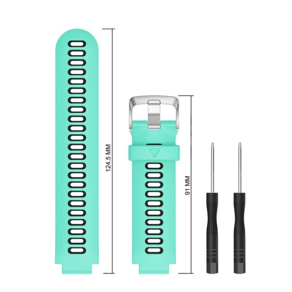 Garmin Forerunner 220 / 230 / 235 / 620 / 630 / F735 XT Urremærke i Silikon med Dobbelt Farve - Cyan / Sort Grøn