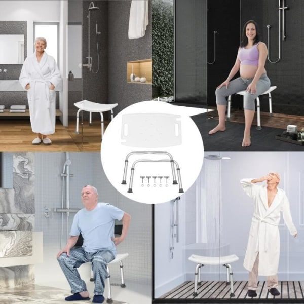 REMAKE LZQ Duschsäte Bad Halksäker duschstol Duschplats i aluminium och plast, höjdjusterbar