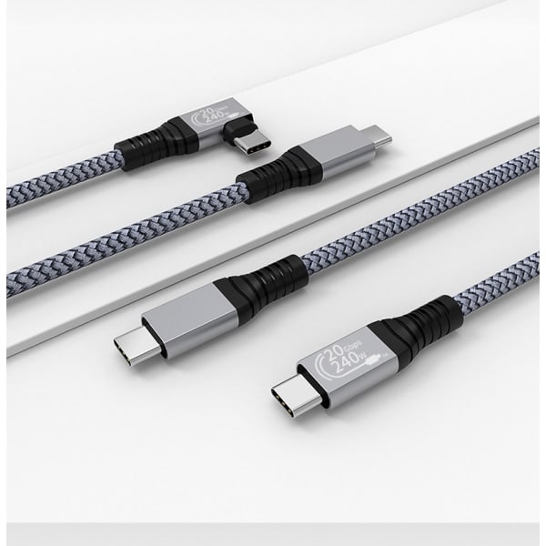 USB-C Kabel 240W USB 3.2 Kabel USB-C Hannkabel 20 Gbps Nylon Type C Ladingkabel Kompatibel med MacBook Pro 16\" Flerfarget 2m