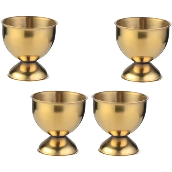 Set med 4 Äggkoppar i Rostfritt Stål - för Restaurang, Hem, Kök, Födelsedag, Bröllop, Jul, Nyår, Fest, Borddekoration - Guld