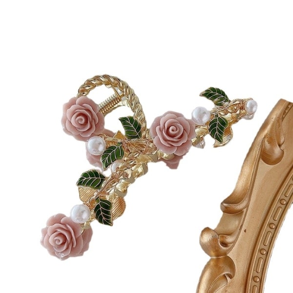 Metalliske lilla rose hårklipp, sklisikre blomsterdekorasjoner for kvinner og jenter, rosa