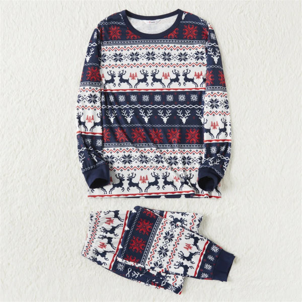 Julpyjamas för hela familjen - Rensa och Snöflingor, Matchande Kläder, Långärmade Pyjamas, Kungblå, Baby 12-18M