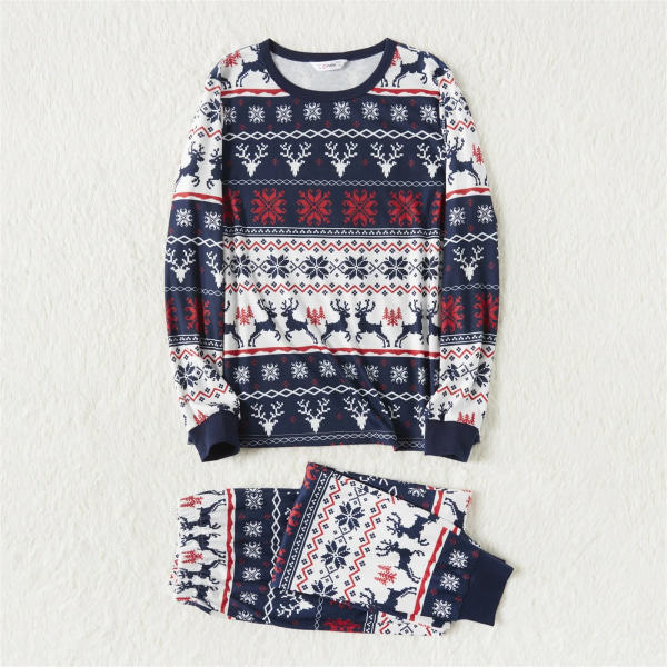 Julpyjamas för hela familjen - Rensa och Snöflingor, Matchande Kläder, Långärmade Pyjamas, Kungblå, Baby 12-18M