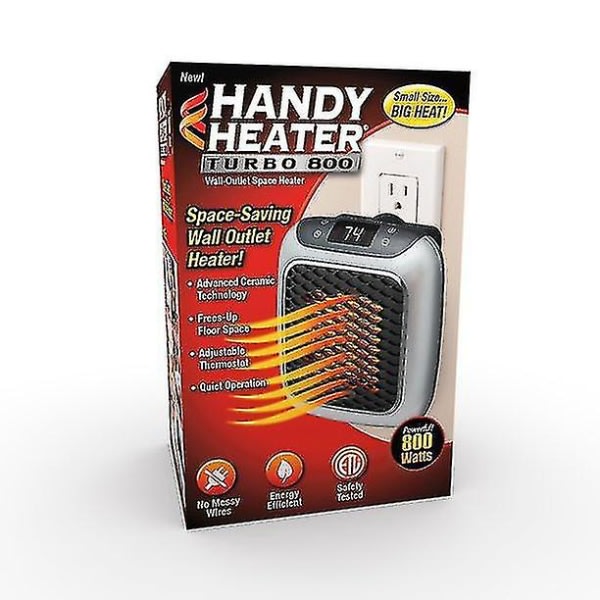 800 Watt Handy Heater Turbo, Vägguttag Värmare -kb UK kontakt