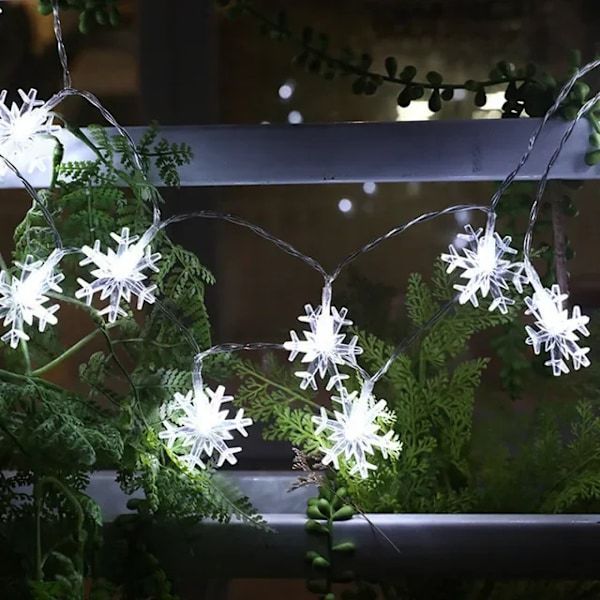 Juletrær Snøfnugg LED Lysstreng Hjemmedekorasjon Julenissen Gaver Nyttårsdekorasjon Hvitt Lys 1.5M 10LEDs USB