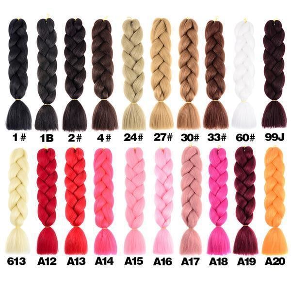 Jumbo braids, Ombre braids, Rasta braids - 30 färger Brun