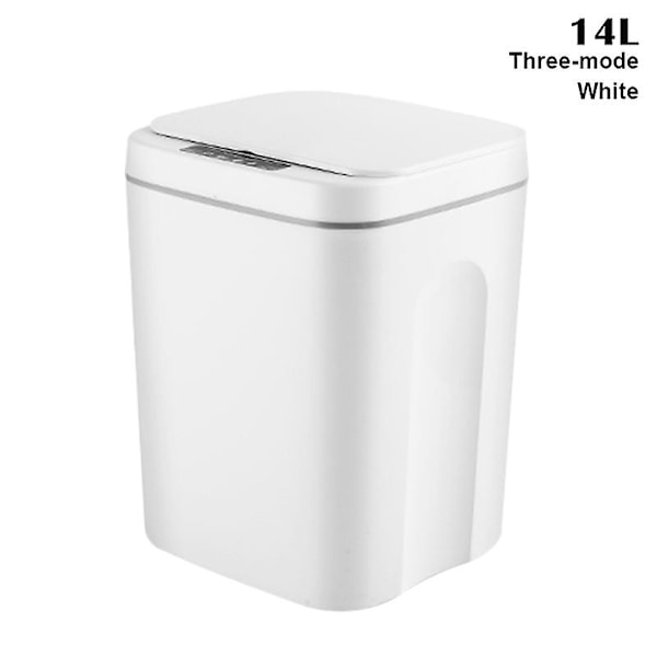 Smart Induktionsstyrd Touch-avfallskorg Självstängande Självbytande Papperskorg Automatisk Locköppning Fö Three-mode White 14L
