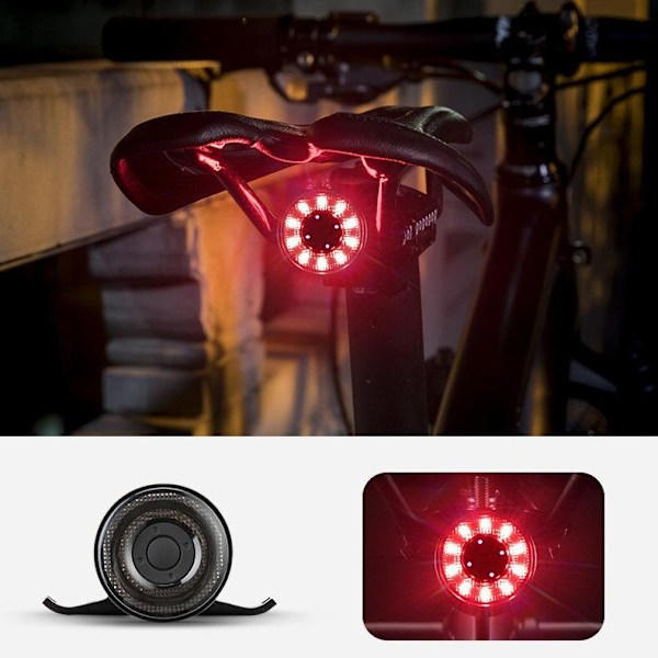 Wozinsky LED cykel baglygte micro USB med rødt lys 5 tilstande sort (WRBLB2)