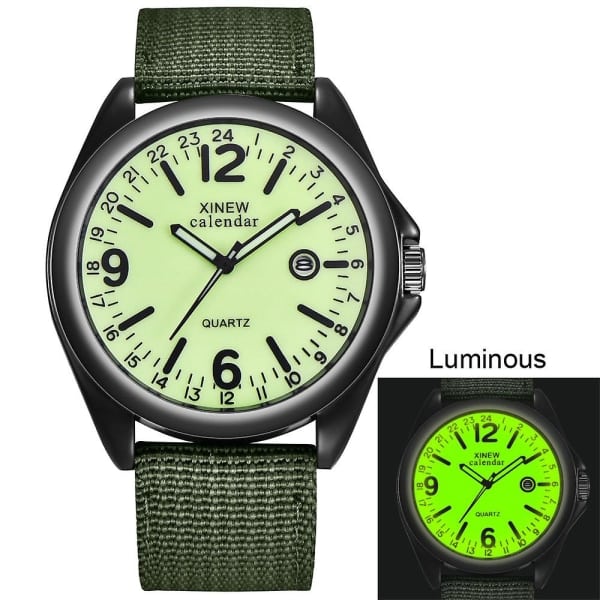 REMAKE Militær Herre Ur Kvarts Sort Urtavle Dato Luksus Sport Armbåndsur [LGL] E