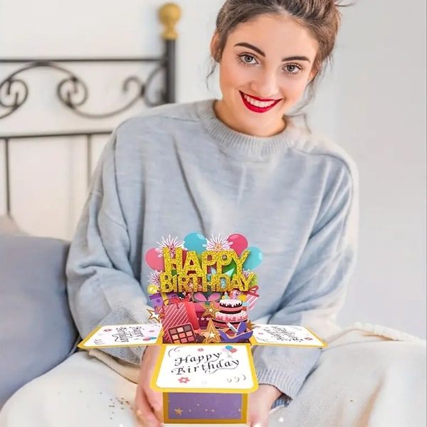 3D Pop Up Gratulationskort för Födelsedag, Unik och Rolig Fars Dag-Kort med Färgglada Blommor och Fjärilar