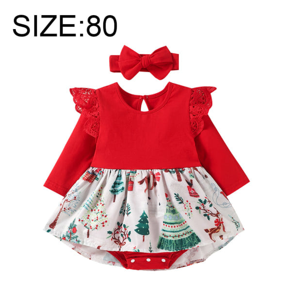 Flickors Julklänning, Höst/Vinter Outfit, Långärmad Baby